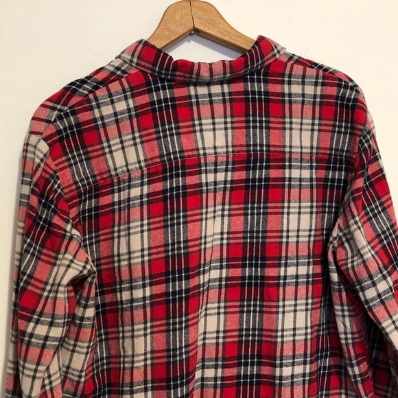 Madewell Red Oversized Ex Boyfriend Plaid Flannel Button Down Shirt Size XS - Picture 10 of 14